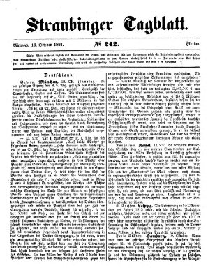 Straubinger Tagblatt Mittwoch 16. Oktober 1861