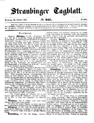 Straubinger Tagblatt Dienstag 22. Oktober 1861