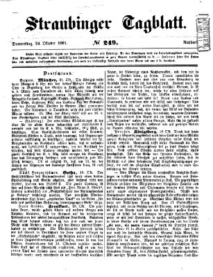 Straubinger Tagblatt Donnerstag 24. Oktober 1861