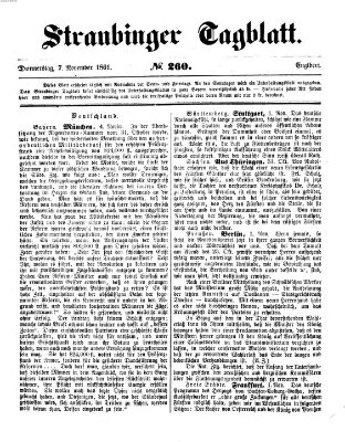 Straubinger Tagblatt Donnerstag 7. November 1861