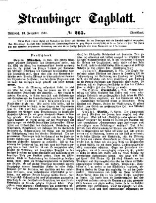 Straubinger Tagblatt Mittwoch 13. November 1861