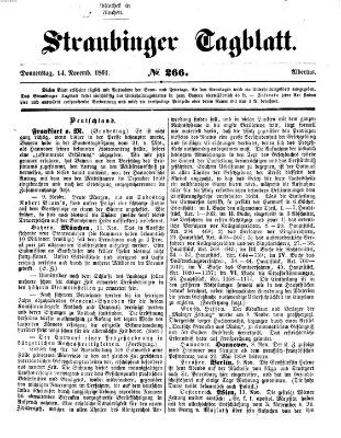 Straubinger Tagblatt Donnerstag 14. November 1861