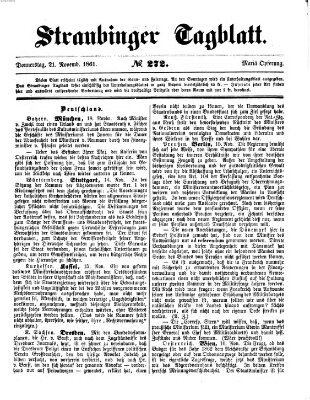 Straubinger Tagblatt Donnerstag 21. November 1861