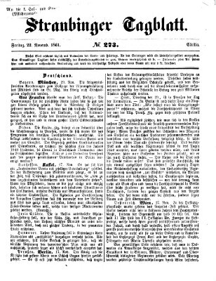 Straubinger Tagblatt Freitag 22. November 1861