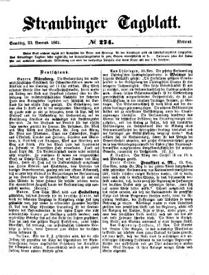 Straubinger Tagblatt Samstag 23. November 1861