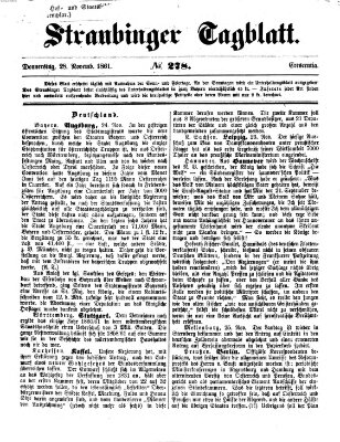 Straubinger Tagblatt Donnerstag 28. November 1861