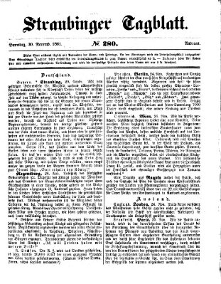 Straubinger Tagblatt Samstag 30. November 1861