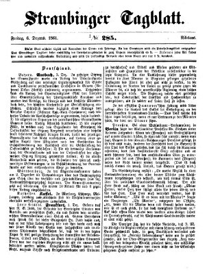 Straubinger Tagblatt Freitag 6. Dezember 1861