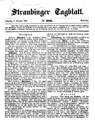 Straubinger Tagblatt Samstag 7. Dezember 1861