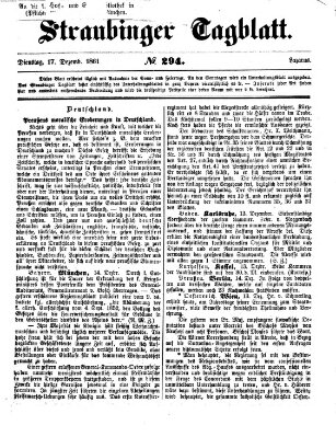 Straubinger Tagblatt Dienstag 17. Dezember 1861