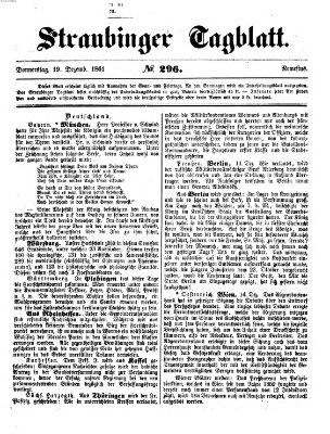 Straubinger Tagblatt Donnerstag 19. Dezember 1861