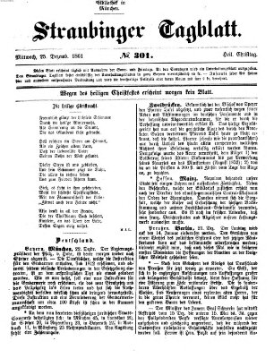 Straubinger Tagblatt Mittwoch 25. Dezember 1861