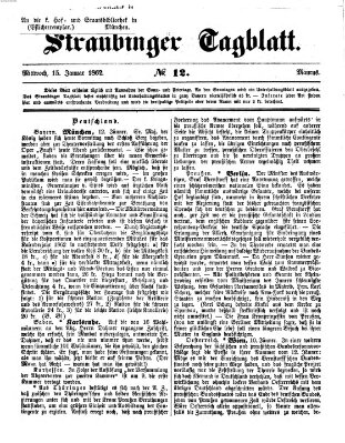 Straubinger Tagblatt Mittwoch 15. Januar 1862