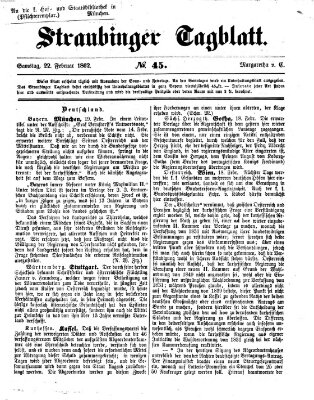 Straubinger Tagblatt Samstag 22. Februar 1862