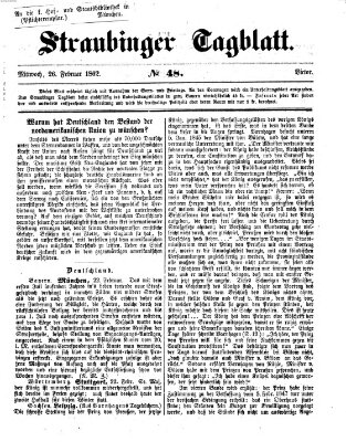 Straubinger Tagblatt Mittwoch 26. Februar 1862