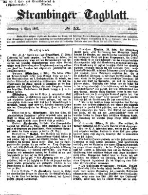 Straubinger Tagblatt Dienstag 4. März 1862