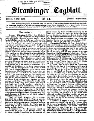 Straubinger Tagblatt Mittwoch 5. März 1862