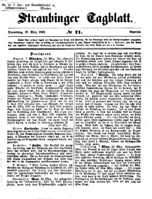 Straubinger Tagblatt Donnerstag 27. März 1862