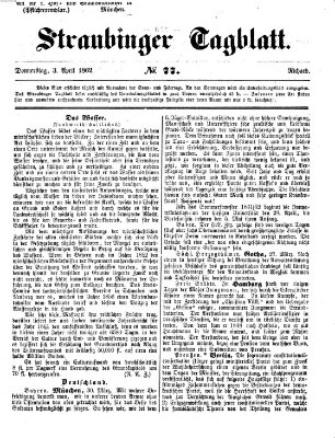 Straubinger Tagblatt Donnerstag 3. April 1862