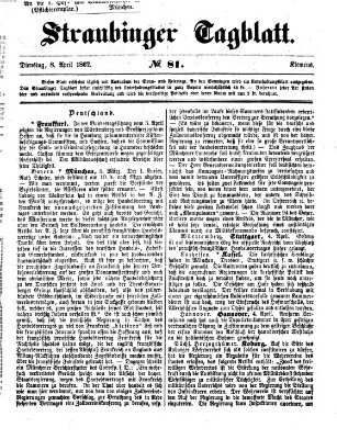 Straubinger Tagblatt Dienstag 8. April 1862