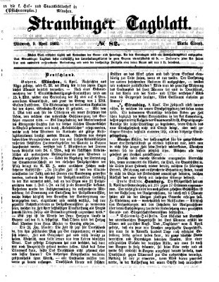 Straubinger Tagblatt Mittwoch 9. April 1862