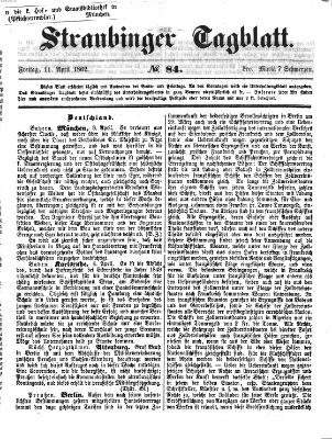 Straubinger Tagblatt Freitag 11. April 1862