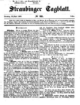 Straubinger Tagblatt Dienstag 22. April 1862