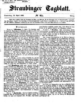 Straubinger Tagblatt Donnerstag 24. April 1862