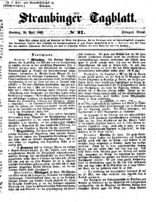 Straubinger Tagblatt Samstag 26. April 1862