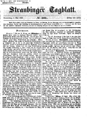 Straubinger Tagblatt Donnerstag 1. Mai 1862