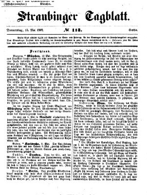 Straubinger Tagblatt Donnerstag 15. Mai 1862