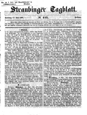 Straubinger Tagblatt Samstag 17. Mai 1862