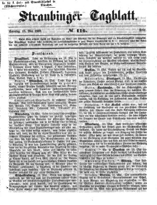 Straubinger Tagblatt Sonntag 18. Mai 1862