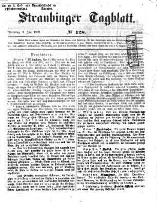 Straubinger Tagblatt Dienstag 3. Juni 1862