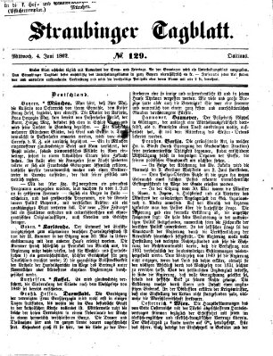 Straubinger Tagblatt Mittwoch 4. Juni 1862