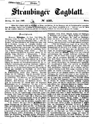 Straubinger Tagblatt Freitag 13. Juni 1862