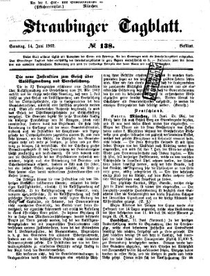 Straubinger Tagblatt Samstag 14. Juni 1862