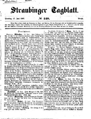 Straubinger Tagblatt Dienstag 17. Juni 1862