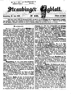 Straubinger Tagblatt Donnerstag 26. Juni 1862