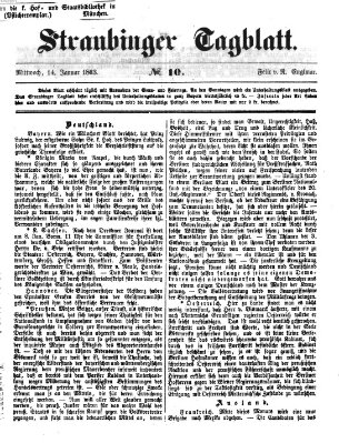 Straubinger Tagblatt Mittwoch 14. Januar 1863