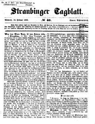 Straubinger Tagblatt Mittwoch 18. Februar 1863