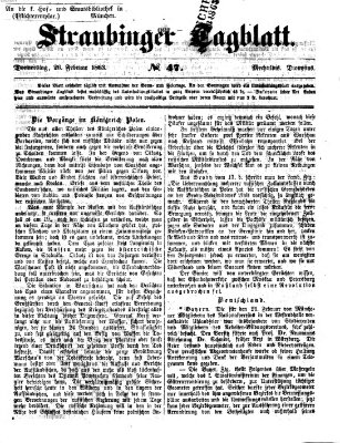 Straubinger Tagblatt Donnerstag 26. Februar 1863