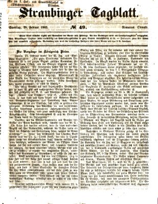 Straubinger Tagblatt Samstag 28. Februar 1863