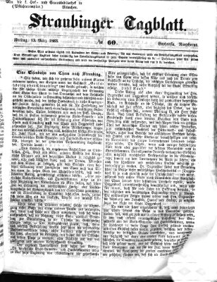 Straubinger Tagblatt Freitag 13. März 1863