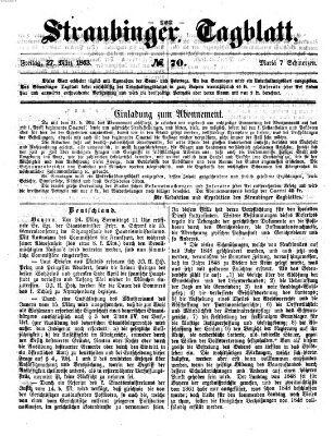 Straubinger Tagblatt Freitag 27. März 1863