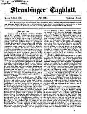 Straubinger Tagblatt Freitag 3. April 1863