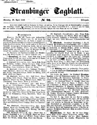 Straubinger Tagblatt Sonntag 26. April 1863