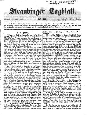 Straubinger Tagblatt Mittwoch 29. April 1863