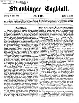 Straubinger Tagblatt Freitag 1. Mai 1863
