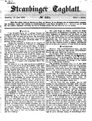 Straubinger Tagblatt Samstag 13. Juni 1863